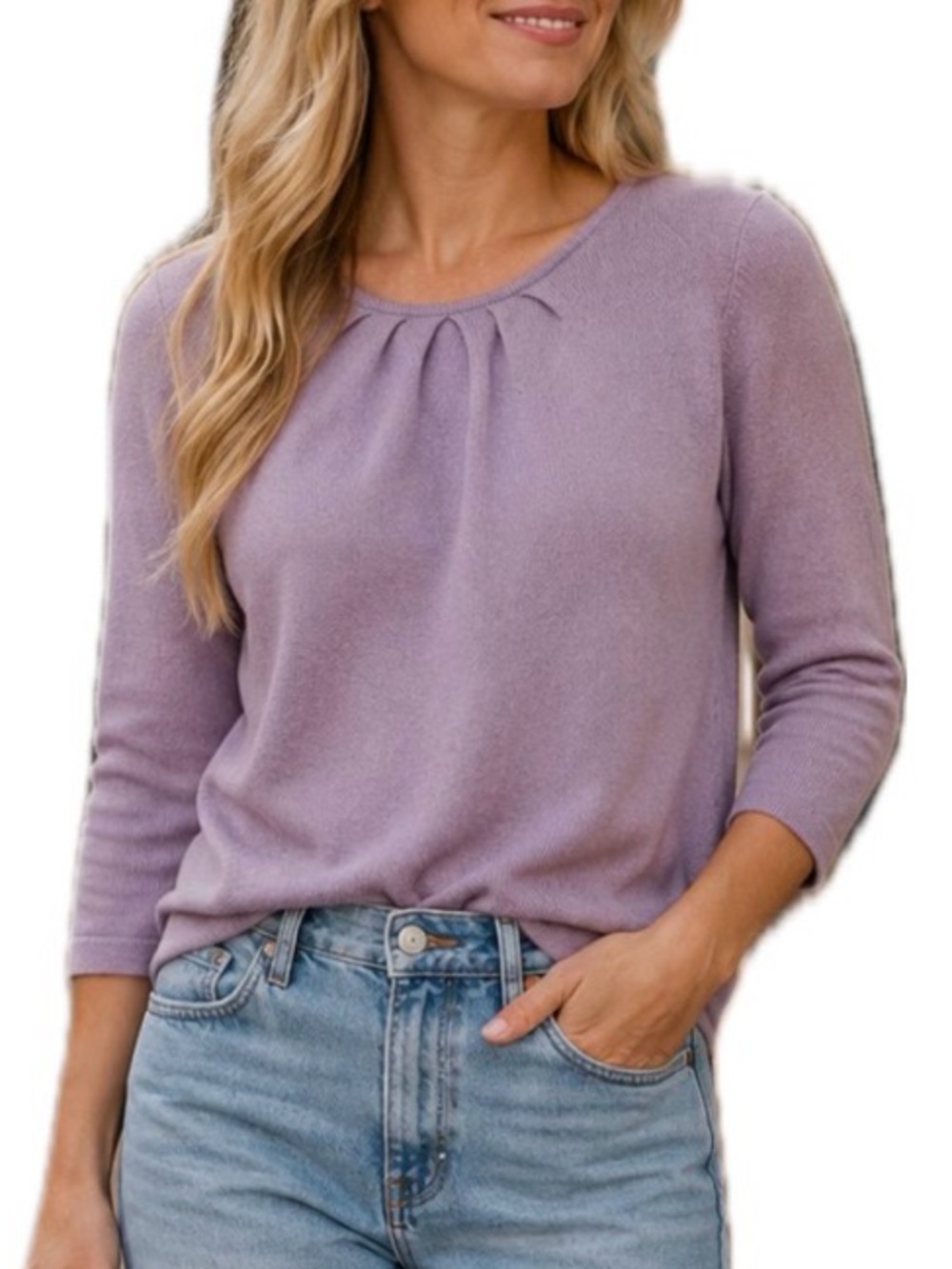 Ann Taylor Women's Purple Solid Cashmere Knit Crew Neck Pullover Sweater XS